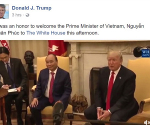 Facebook TT Donald Trump: Hân hạnh đón tiếp Thủ tướng Nguyễn Xuân Phúc