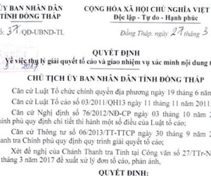 Chủ tịch Đồng Tháp nhận sai vì lộ thông tin người tố cáo
