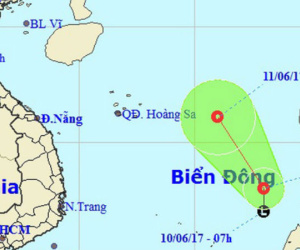 Vùng áp thấp trên Biển Đông đã mạnh lên thành áp thấp nhiệt đới
