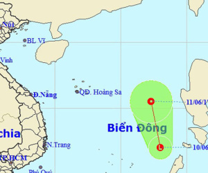 Xuất hiện vùng áp thấp trên Biển Đông