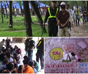 Hàng trăm con bạc ôm tiền chạy tán loạn trong rừng cao su