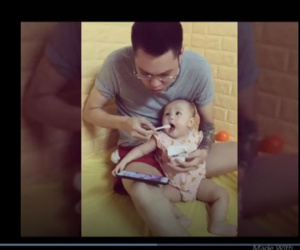 Clip ông bố bón cho con gái ăn và phản ứng thái quá của dân mạng