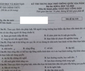 Đáp án các mã đề thi môn Giáo dục công dân kỳ thi THPT Quốc gia 2017