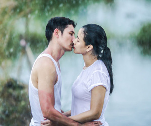 Huy Khánh, Maya mất 5 tiếng diễn cảnh âu yếm nhau dưới mưa