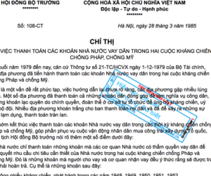 Bộ Tài chính đôn đốc trả nợ tiền vay dân trong 2 cuộc kháng chiến