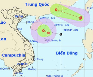 Bão số 3 giật cấp 10 nối đuôi áp thấp vào biển Đông