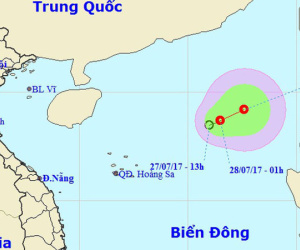 Áp thấp nhiệt đới trên Biển Đông có xu hướng mạnh lên