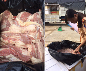 Xe ô tô chở 315 kg thịt bò bốc mùi ra Hà Nội tiêu thụ