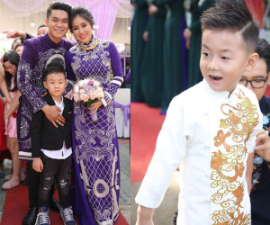 Bé Cà Pháo bảnh bao trong ngày mẹ lên xe hoa