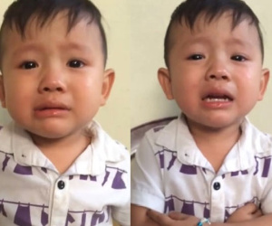 Cậu bé đáng yêu vừa mếu máo vừa hát "Gửi anh xa nhớ"