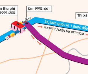 Trạm thu phí Cai Lậy đổi vị trí để thu cả hai đường