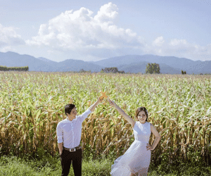 Bộ ảnh cưới giữa cánh đồng ngô của cặp đôi từng yêu xa cả ngàn cây số