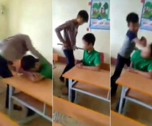 Clip nam sinh bị đấm, đá túi bụi ngay trong lớp học gây phẫn nộ