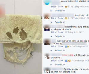 Dùng khăn tắm nát như xơ mướp, chồng không mua mới còn đem lên mạng khoe "vì tôi thương vợ"