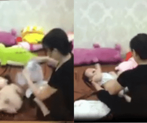Hà Nội: Đi vắng cả ngày về xem lại camera mẹ chết lặng phát hiện giúp việc quăng quật con thế này