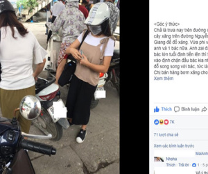 Hai cô gái gây bức xúc khi chen hàng đổ xăng với người lớn tuổi