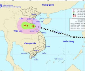 Bão số 10 tiến sâu vào Lào, suy yếu thành áp thấp nhiệt đới