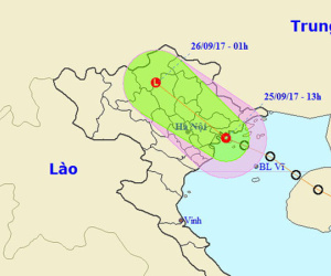 Áp thấp đã vào đất liền, nhiều nơi mưa như trút