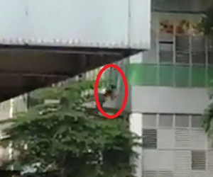 Kinh hoàng nam thanh niên phi thân từ “trên trời” xuống đất