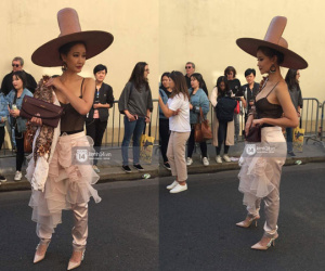 Maya mặc cực "dị" xuất hiện tại Paris Fashion Week