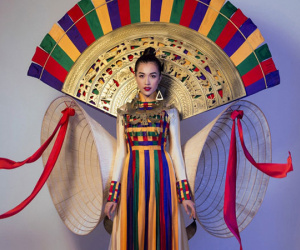 Váy nón lá khổng lồ là trang phục dân tộc Việt Nam tại Miss Universe
