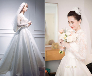 Tương xứng với "thần tiên tỷ tỷ", váy cưới của Hoa hậu Đặng Thu Thảo đính cả ngàn viên pha lê