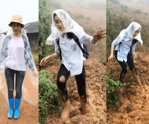 Xúc động vì loạt ảnh Đỗ Mỹ Linh đội mưa, vượt núi mang điện về thôn