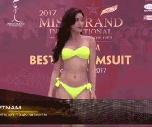 Huyền My xinh đẹp, dáng chuẩn ở phần thi áo tắm Hoa hậu Hòa bình