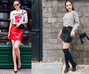 Chân váy ngắn trở thành "vật bất ly thân" của người đẹp Việt ở mùa này