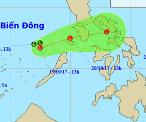 Áp thấp gây mưa giông mạnh ở biển Đông