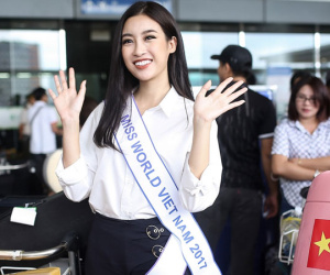 Hoa hậu Mỹ Linh tươi tắn trước giờ sang Trung Quốc thi Miss World 2017