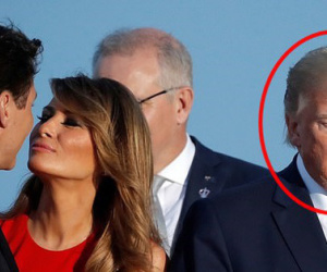Vẻ mặt của ông Donald Trump khi vợ có hành động thân mật với người khác khiến cư dân mạng thích thú