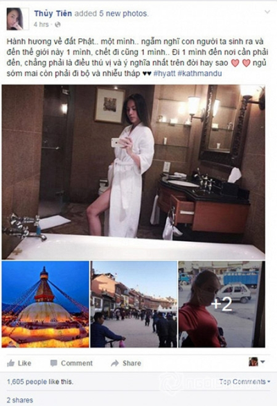 Thủy Tiên bị "ném đá" vì khoe ảnh trong nhà tắm khi hành hương về đất Phật Thủy Tiên bị "ném đá" vì khoe ảnh trong nhà tắm khi hành hương về đất Phật