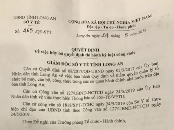 Chuyện lạ ở Long An: Một cán bộ đòi 'được' kỷ luật