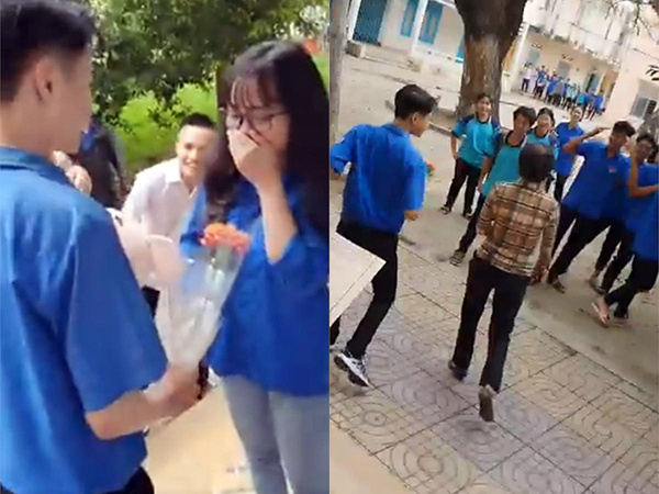Đang tỏ tình 'crush' đến đoạn cao trào, nam sinh 'tiu nghỉu' khi cô giám thị đến tịch thu cả gấu lẫn hoa