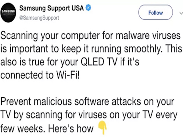 Samsung khiến người dùng bối rối khi khuyên quét virus cho TV