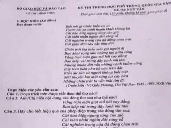 Nam sinh Phú Thọ chụp đề thi môn Văn, đưa lên mạng đã có gia đình và đi thi lần 3