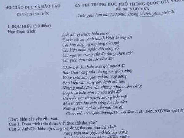 Thí sinh ở Phú Thọ bị đình chỉ, giao CA điều tra vì mang điện thoại chụp ảnh đề thi môn Ngữ văn