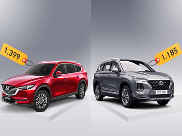 Mazda CX-8 và Hyundai Santa Fe - cuộc chiến SUV 7 chỗ mới