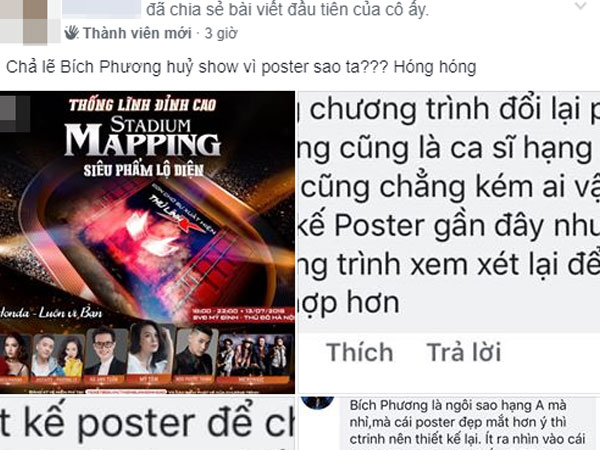Rộ tin Bích Phương hủy show vì đứng sau Mỹ Tâm và Hà Anh Tuấn trên poster?