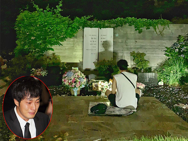 Hình ảnh đau xót lúc Kbiz náo loạn: So Ji Sub lặng lẽ trước mộ tài tử 'Bản tình ca mùa đông' đúng 9 năm ngày mất