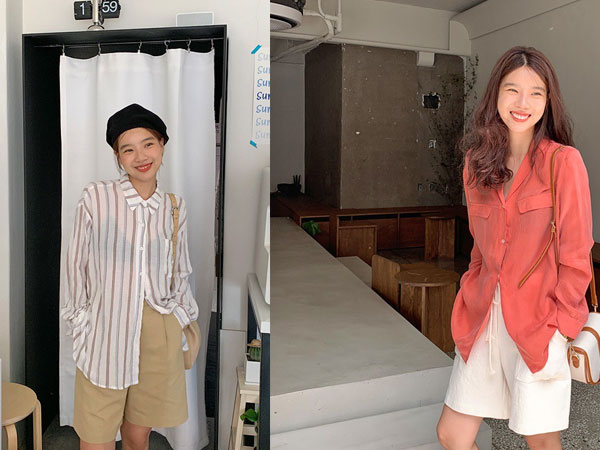 Mấy nàng sành điệu lại phát minh thêm một kiểu diện áo sơ mi: Mở toang vài cúc dưới để trông thật 'ăn chơi', hack chân dài tít tắp