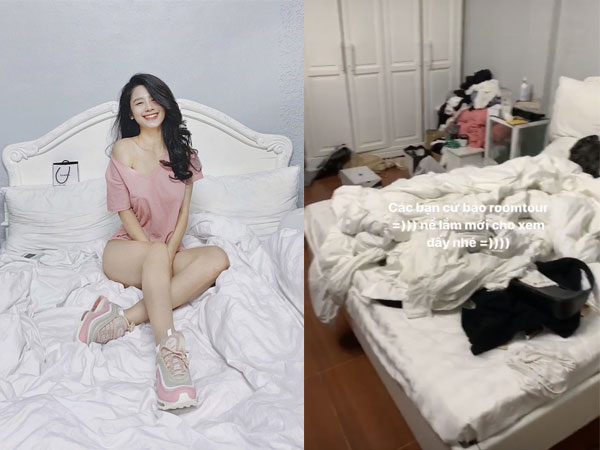 Hàn Hằng tổ chức 'room tour', tự tin cho xem phòng ngủ ngập ngụa trong quần áo và rác: Anh nào dám yêu không nè?