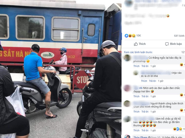Hình ảnh cô gái chui qua rào chắn trong lúc đoàn tàu đang chạy để di chuyển khiến cư dân mạng hốt hoảng