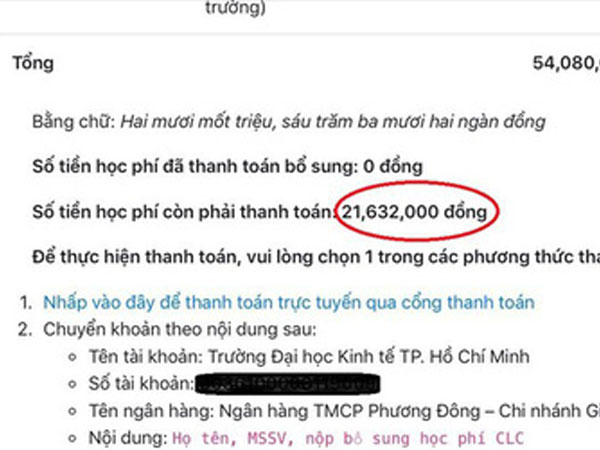 Sinh viên bỗng dưng bị đòi hàng chục triệu tiền học phí từ hai năm trước