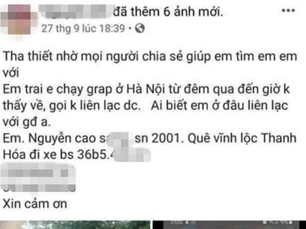 Vụ phát hiện thi thể sinh viên năm nhất chạy xe ôm: Người thân xác nhận nạn nhân đã mất tích trước đó nhiều ngày