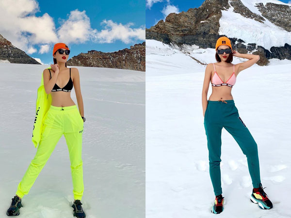Kỳ Duyên - Minh Triệu chơi lớn cởi áo khoe bikini trên đỉnh núi ngập tuyết ở Thuỵ Sĩ, nghe qua lý do càng sốc hơn