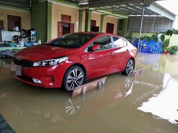 'Liệu sự như thần', một gia đình kê cả ô tô lên ghế đá trong ngày mưa lụt gây chú ý