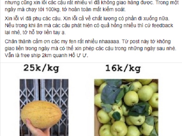 Chàng trai quảng cáo bán hoa quả cực chất trên group sinh viên Ngoại thương, các mẹ các chị vào mà học tập!