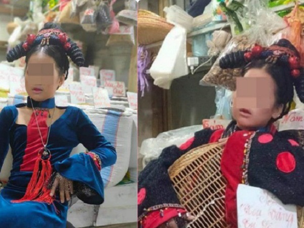 Người phụ nữ bán hàng có màn hóa trang cực độc khiến ai đi qua cũng phải dừng lại